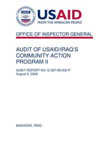 Audit of USAID Iraq’s Community Action Program II