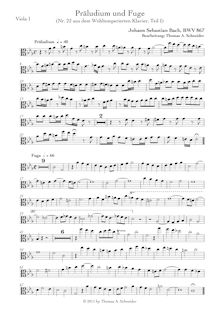 Partition viole de gambe 1, Das wohltemperierte Klavier I, The Well-Tempered ClavierPraeludia und Fugen durch alle Tone und Semitonia / Preludes and Fugues through all tones and semitones