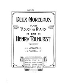 Partition de piano, Deux morceaux pour violon et piano par Henry Tolhurst