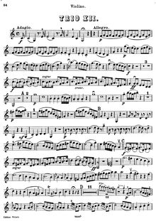 Partition de violon, 3 Piano Trios, Hob.XV:3-5, C Major, F Major, G Major
