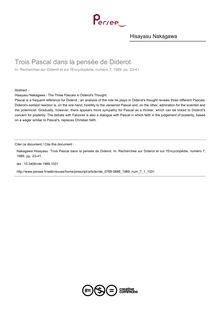 Trois Pascal dans la pensée de Diderot - article ; n°1 ; vol.7, pg 23-41