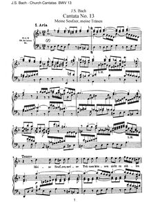 Partition complète, Meine Seufzer, meine Tränen, BWV 13, My Sighs, my Tears, BWV 13 par Johann Sebastian Bach