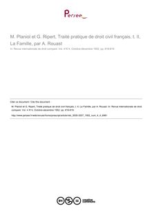 M. Planiol et G. Ripert, Traité pratique de droit civil français, t. II, La Famille, par A. Rouast - note biblio ; n°4 ; vol.4, pg 818-819