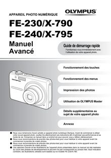 Guide de démarrage rapide / Notice Appareil Photo numériques Olympus  X-790