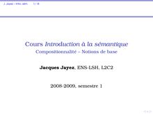 Jacques Jayez - Cours Introduction à la sémantique - Compositionnalité -- Notions de  base