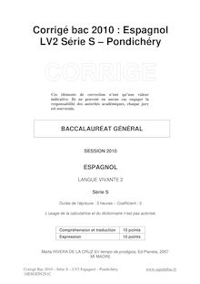 Corrigé du bac S 2010: Espagnol LV2