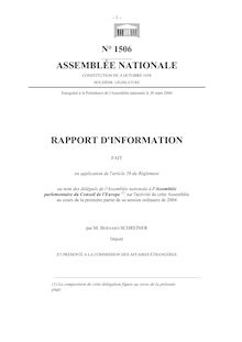Rapport d information fait en application de l article 29 du règlement au nom des délégués de l Assemblée nationale à l Assemblée parlementaire du Conseil de l Europe sur l activité de cette Assemblée au cours de la première partie de sa session ordinaire de 2004