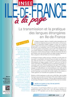 La transmission et la pratique des langues étrangères en Ile-de-France