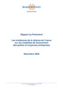 Incidences de la réforme de l - Rapport au Parlement Les ...