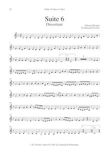 Partition  6 en F major - alternate parties(violons III pour altos I, Octave violon/Violotta pour altos II, Cembalo/ Organo), Le Journal Du Printemps