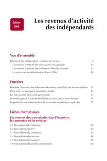 Sommaire de l ouvrage Les revenus d activité des indépendants - Édition 2009