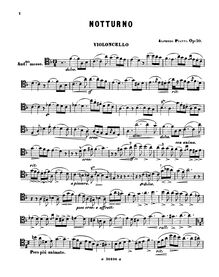 Partition de violoncelle (B/W), Notturno, Piatti, Alfredo Carlo