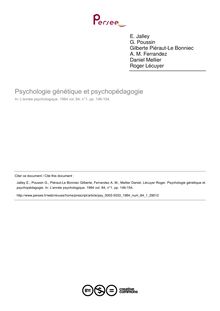 Psychologie génétique et psychopédagogie - compte-rendu ; n°1 ; vol.84, pg 146-154