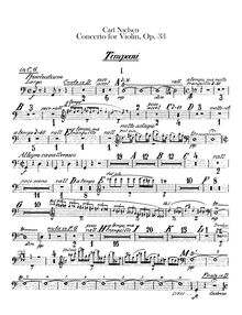 Partition timbales, violon Concerto, Op.33, Nielsen, Carl