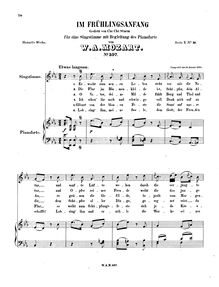 Partition complète, Im Frühlingsanfang, E♭ major, Mozart, Wolfgang Amadeus par Wolfgang Amadeus Mozart