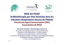 Antibiothérapie par voie générale dans les infections respiratoires basses de l’adulte - Mise au point - Diapositives