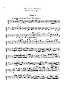 Partition violons I, Slavonic March, Славянский марш ; Marche Slave ; March Slav