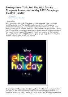 Barneys New York And The Walt Disney Company Announce Holiday 2012 Campaign: Electric Holiday
