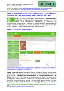REDVET indexada en el Index Veterinarius, en VetMed de recursos, en CAB Abstracts y en CAB Direct del CABI