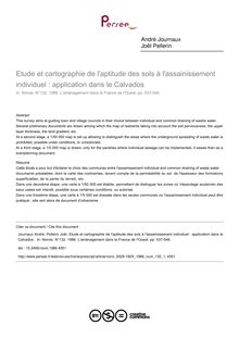 Etude et cartographie de l aptitude des sols à l assainissement individuel : application dans le Calvados  - article ; n°1 ; vol.132, pg 537-546