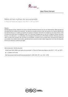 Mètis et les mythes de souveraineté - article ; n°1 ; vol.180, pg 29-76
