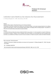 Libération sans liberté ou les raisons d un fourvoiement - article ; n°3 ; vol.53, pg 581-588