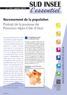 Recensement de la population  Portrait de la jeunesse de Provence-Alpes-Côte d Azur