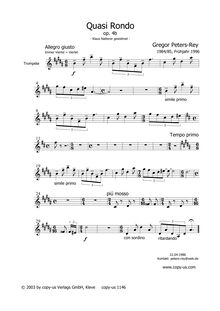 Partition trompette, Quasi Rondo, Peters-Rey, Gregor