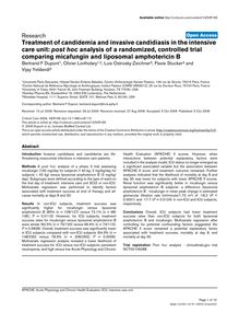 Treatment of candidemia and invasive candidiasis in the intensive care unit: post hocanalysis of a randomized, controlled trial comparing micafungin and liposomal amphotericin B