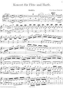 Partition Solo harpe, flûte et harpe Concerto, Concerto for Flute and Harp