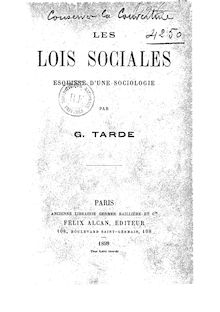 Les lois sociales : esquisse d une sociologie / par G. Tarde