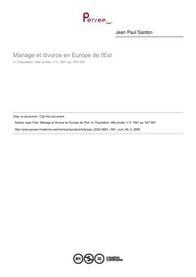 Mariage et divorce en Europe de l Est - article ; n°3 ; vol.46, pg 547-597