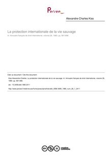 La protection internationale de la vie sauvage - article ; n°1 ; vol.26, pg 661-686