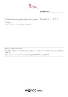 Projections de population comparées : États-Unis, U.R.S.S., France - article ; n°5 ; vol.25, pg 1108-1115