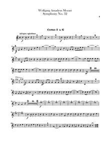 Partition cor 1, 2 (G), 3, 4, (D), Symphony No.32, Overture, G major