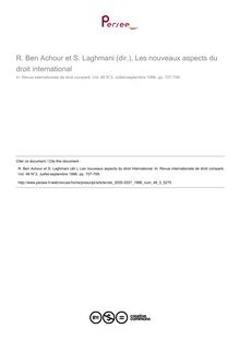 R. Ben Achour et S. Laghmani (dir.), Les nouveaux aspects du droit international - note biblio ; n°3 ; vol.48, pg 707-709