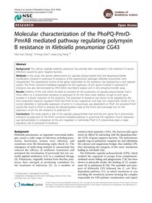 Molecular characterization of the PhoPQ-PmrD-PmrAB mediated pathway regulating polymyxin B resistance in Klebsiella pneumoniaeCG43