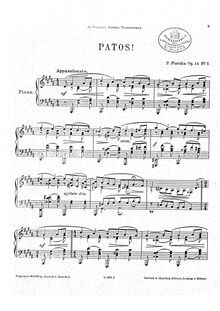 Partition complète, 8 Piano pièces, Per Pianoforte, Floridia, Pietro