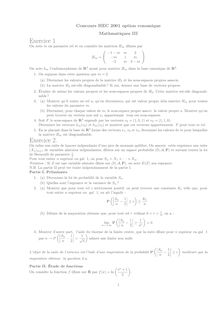 HEC 2001 mathematiques iii classe prepa hec (eco)