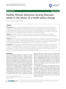 Healthy lifestyle behaviour among Ghanaian adults in the phase of a health policy change