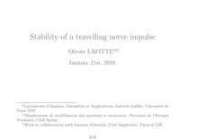 Stability of a travelling nerve impulse Olivier LAFITTE