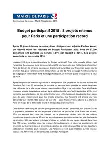 Budget participatif 2015 : les projets retenus