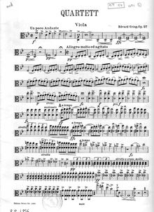 Partition viole de gambe, corde quatuor No.1 en G minor, Op.27, Grieg, Edvard