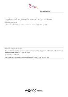 L agriculture française et le plan de modernisation et d équipement - article ; n°3 ; vol.4, pg 76-81