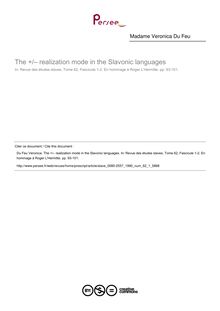 The +/– realization mode in the Slavonic languages - article ; n°1 ; vol.62, pg 93-101