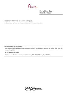 Noël de Fribois et la loi salique. - article ; n°1 ; vol.151, pg 5-36