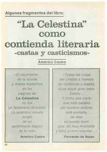 Algunos fragmentos del libro: “La Celestina” como contienda literaria -castas y casticismos-