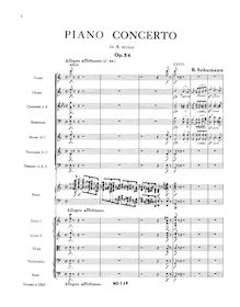 Partition complète, Concert für das Pianoforte mit Begleitung des Orchesters, Op. 54 par Robert Schumann