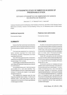 CYTOGENETIC STUDY OF EMBRYOS IN GEESE OF PRESERVABLE STOCK (ESTUDIO CITOGENÉTICO DE EMBRIONES DE GANSOS EN GRUPOS DE RESERVA)