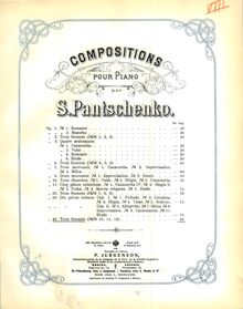 Partition couverture couleur, 3 Sonnets, Op. 43, Panchenko, Semyon